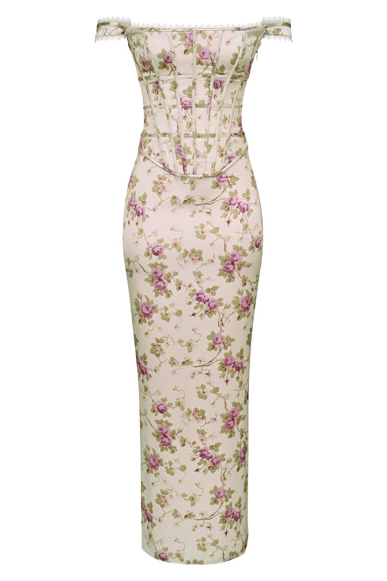 Isis Floral Corset Bodice Gown, Alternate, color, WHITE FLORAL PRINT
