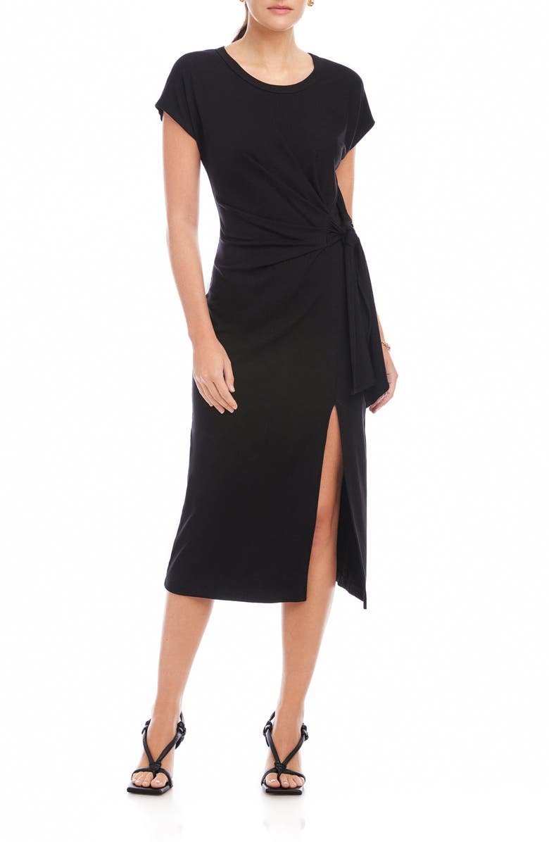 FIFTEEN TWENTY Marisa Side Knot Midi Dress, Main, color, Black