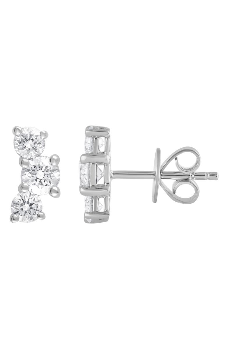 Badgley Mischka Collection 14k White Gold Round Diamond Cluster Stud Earrings - 1.00 ctw, Main, color, 