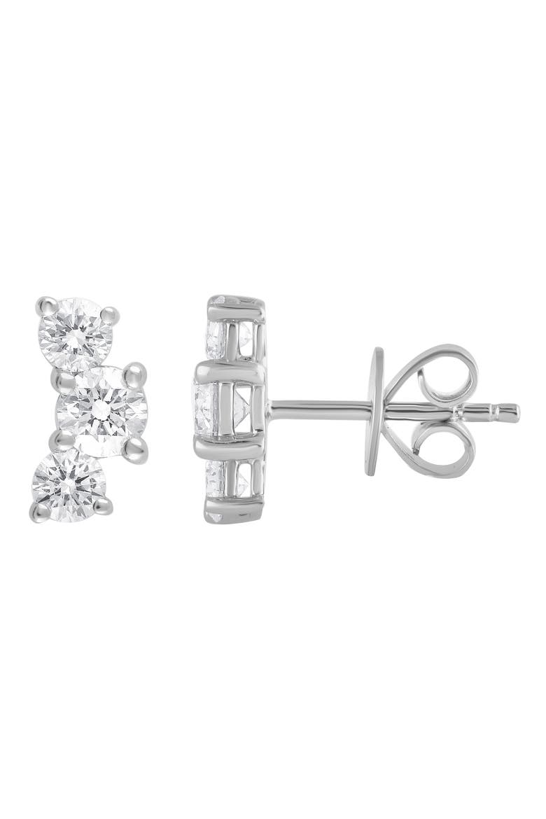 14k White Gold Round Diamond Cluster Stud Earrings - 1.00 ctw video