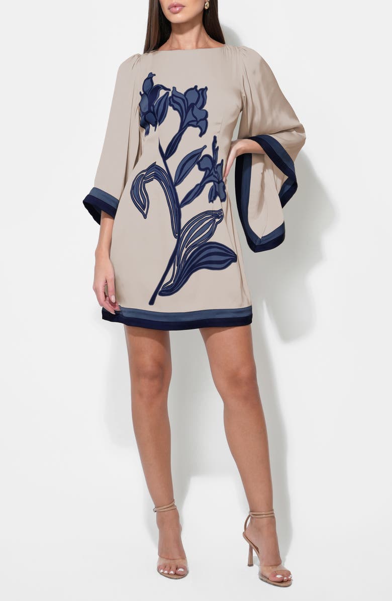 Adelyn Rae Emerson Bell Sleeve Minidress, Alternate, color, Beige/ Navy