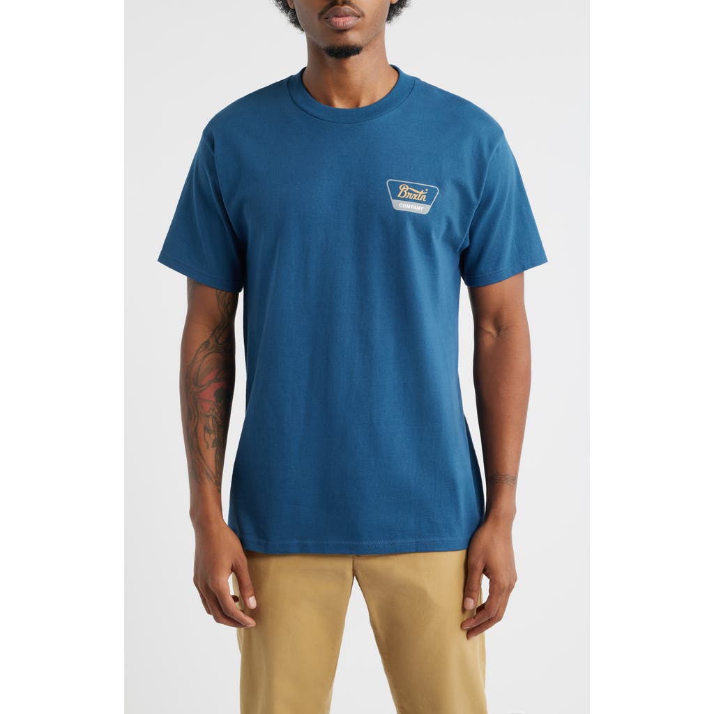 Brixton Linwood Cotton Logo Graphic T-shirt In Blue