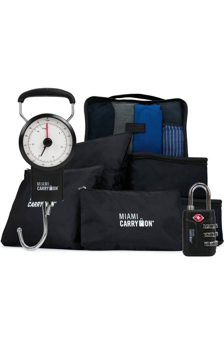 Miami Carry On Essential Organizational 8 Piece Travel Kit, Main, color, Black