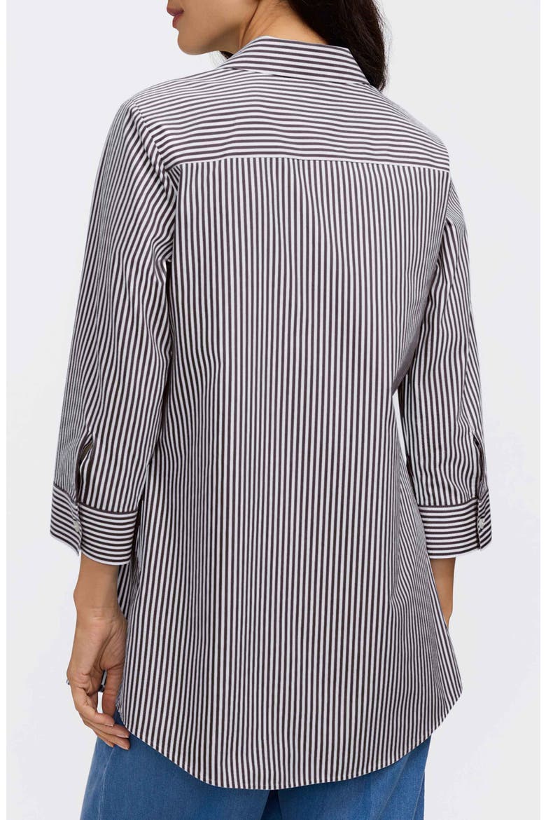 Cici Stripe Cotton Tunic Shirt, Alternate, color, BLACK/ WHITE