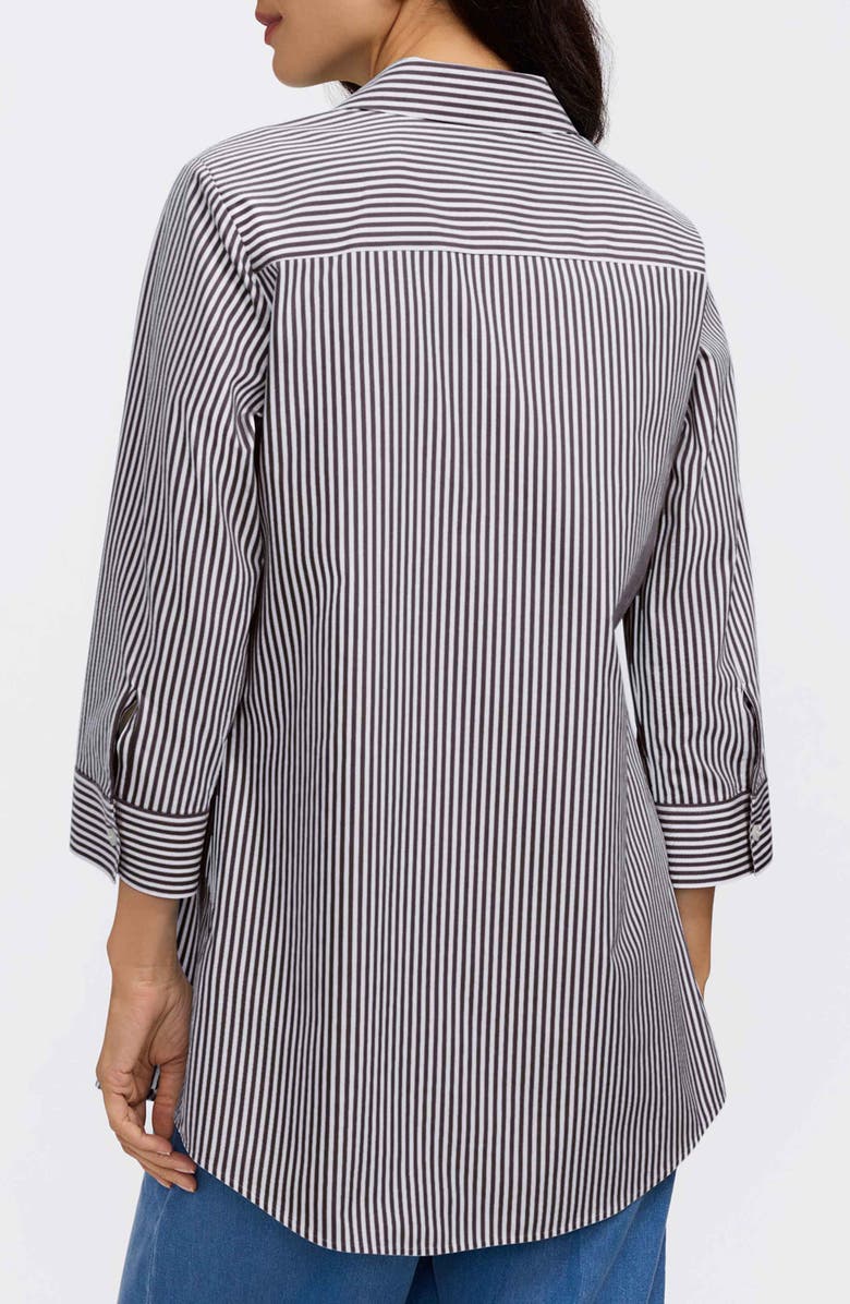 Foxcroft Cici Stripe Cotton Tunic Shirt, Alternate, color, Black/ White