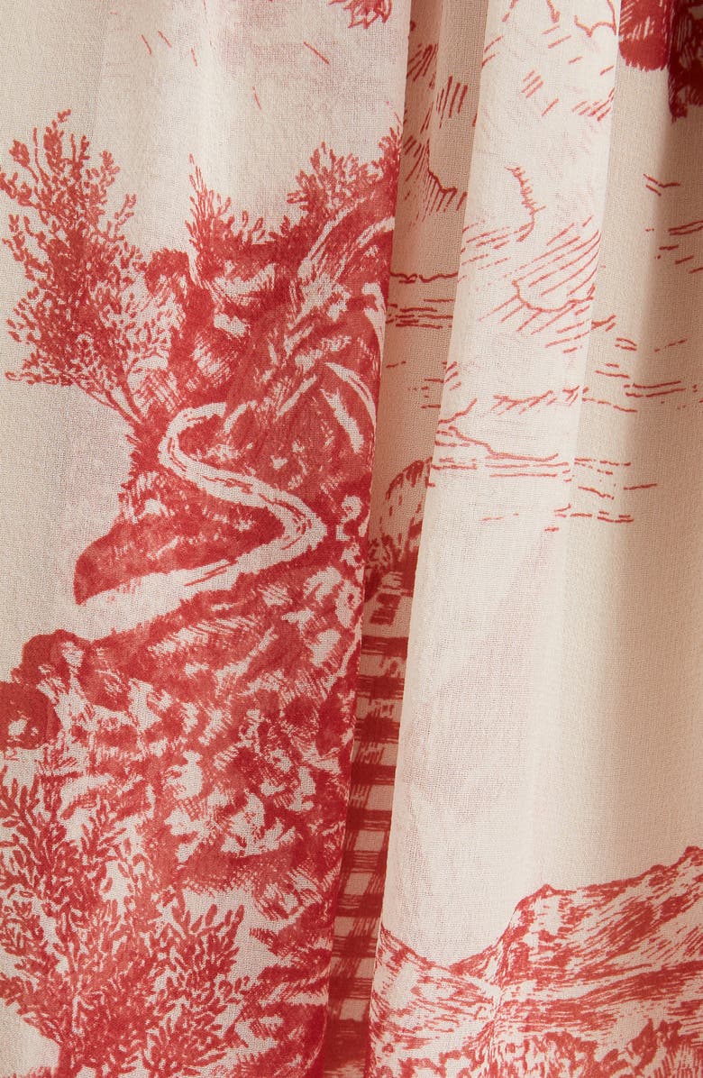 Chloé Toile Long Sleeve Smocked Silk Georgette Minidress, Alternate, color,