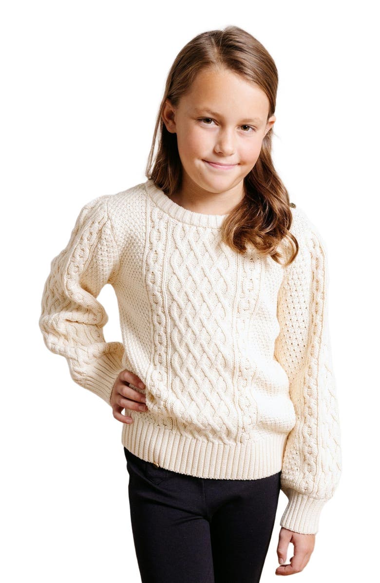 Hope & Henry Girls' Organic Fisherman Sweater, Kids, Main, color, 