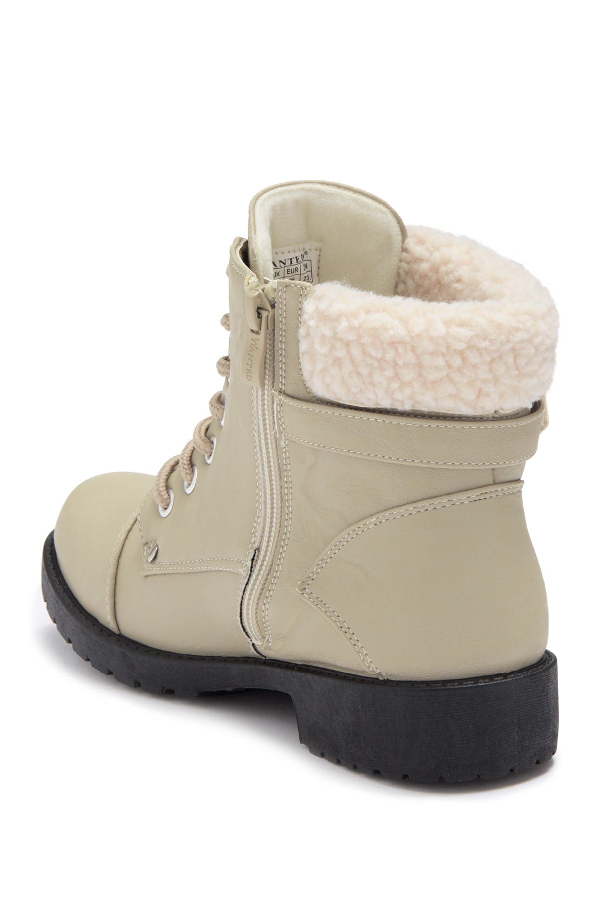 WANTED FOOTWEAR Combat Boot With Faux Shearling Trim, Alternate, color, 