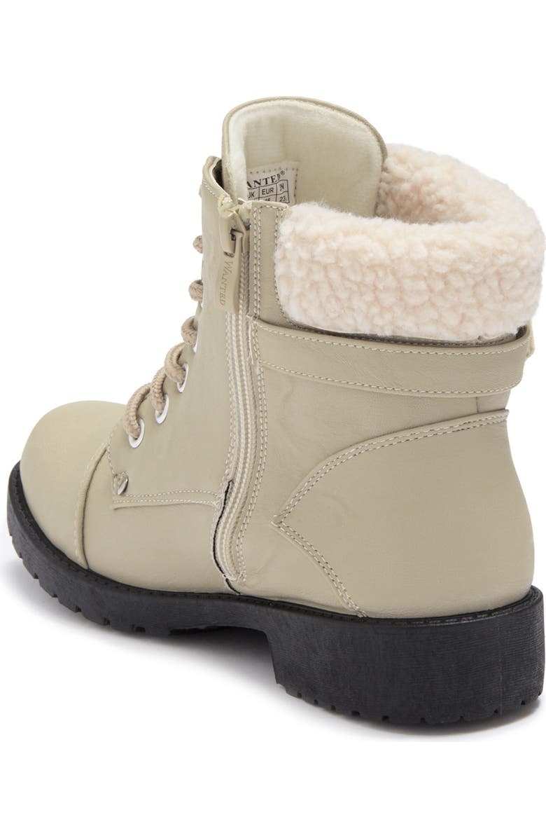 WANTED FOOTWEAR Combat Boot With Faux Shearling Trim, Alternate, color,