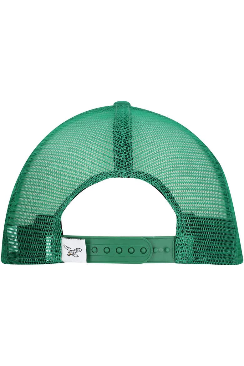 Men's New Era Kelly Green Philadelphia Eagles Throwback Main Trucker 9FIFTY Snapback Hat, Alternate, color, Kelly Green