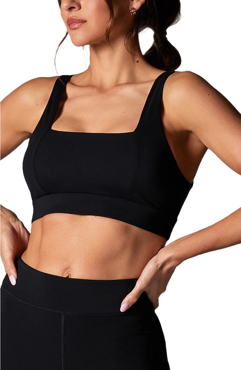 Tavi Square Neck Bra, Alternate, color, Ebony