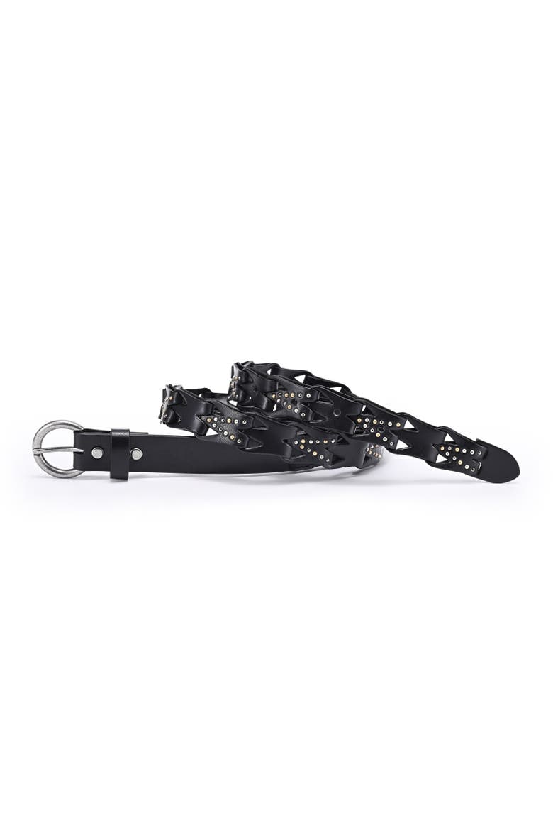 Oranda Genuine Leather Woven Studded Statement Belt, Alternate, color, Black
