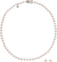 Mikimoto Cultured Pearl Necklace & Stud Earrings Set