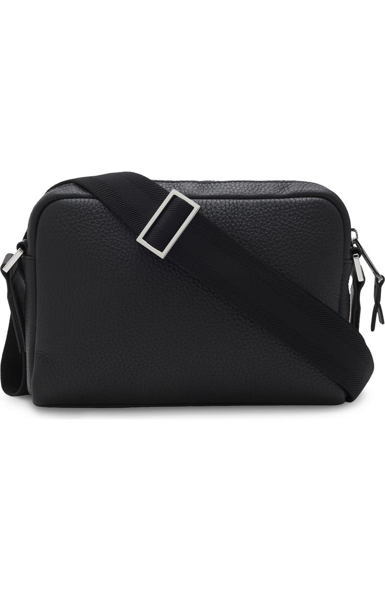 HUGO Small New Crosstown Leather North/South Messenger Bag, Alternate, color, Black