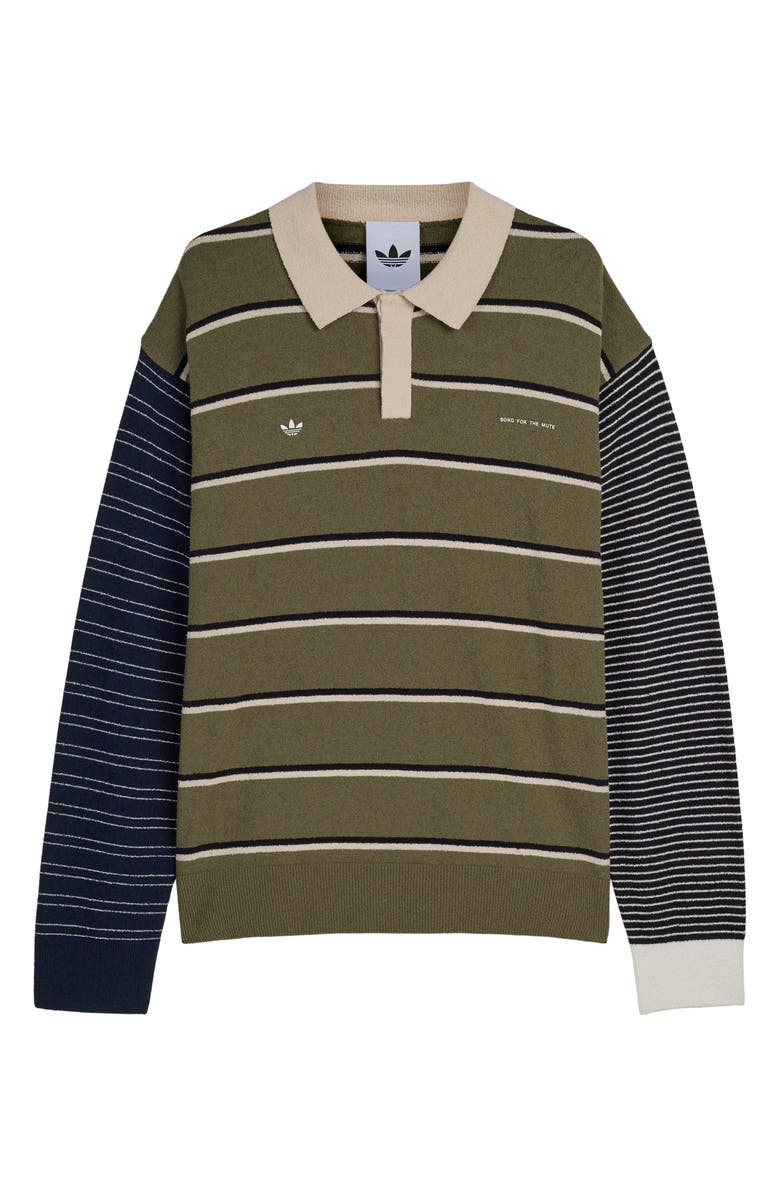 adidas Originals SFTM007 Long Sleeve Polo, Alternate, color, Olive Strata/ Alumina/ Black