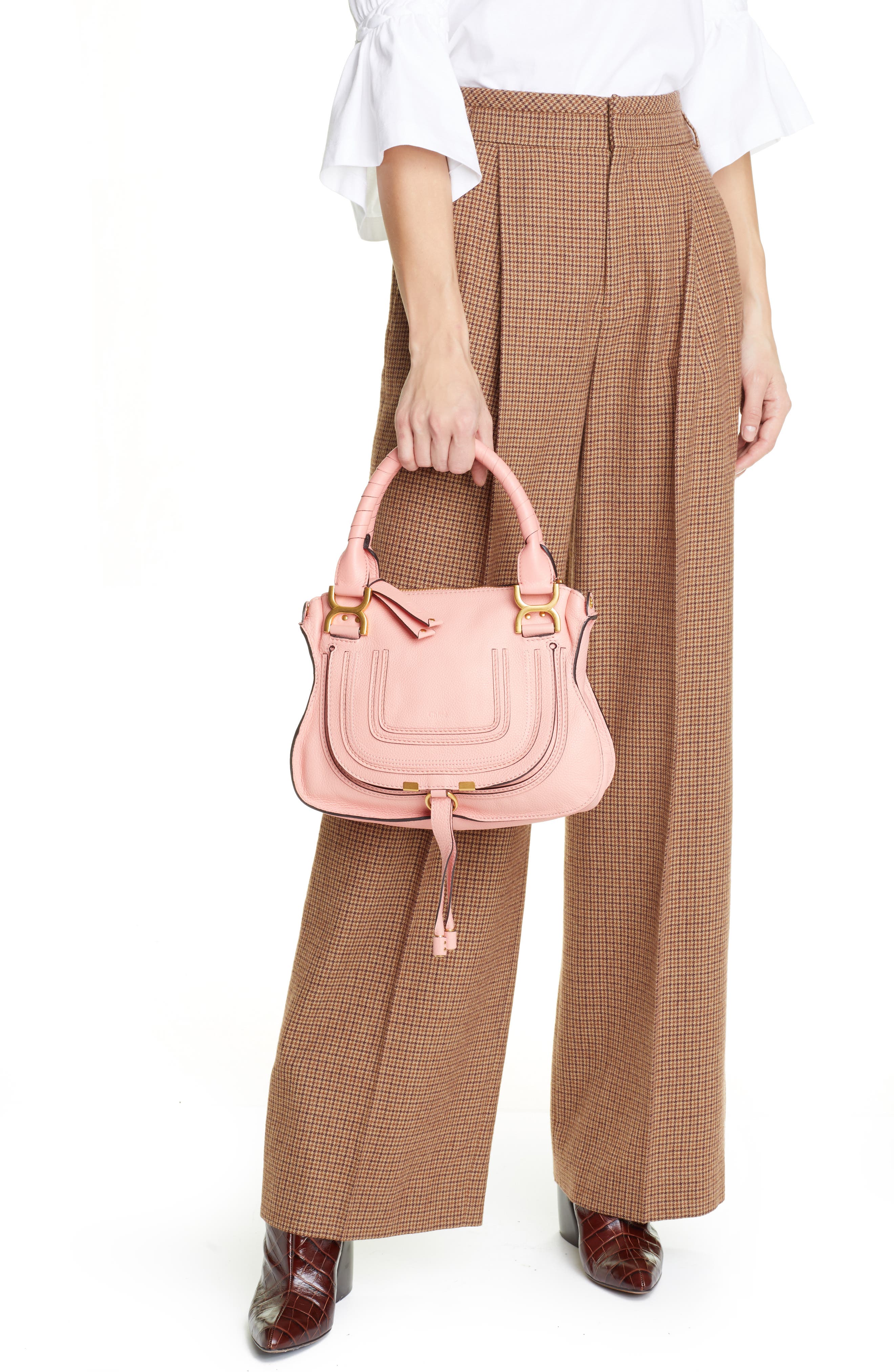 Chloé Small Marcie Calfskin Leather Satchel, Alternate, color, 