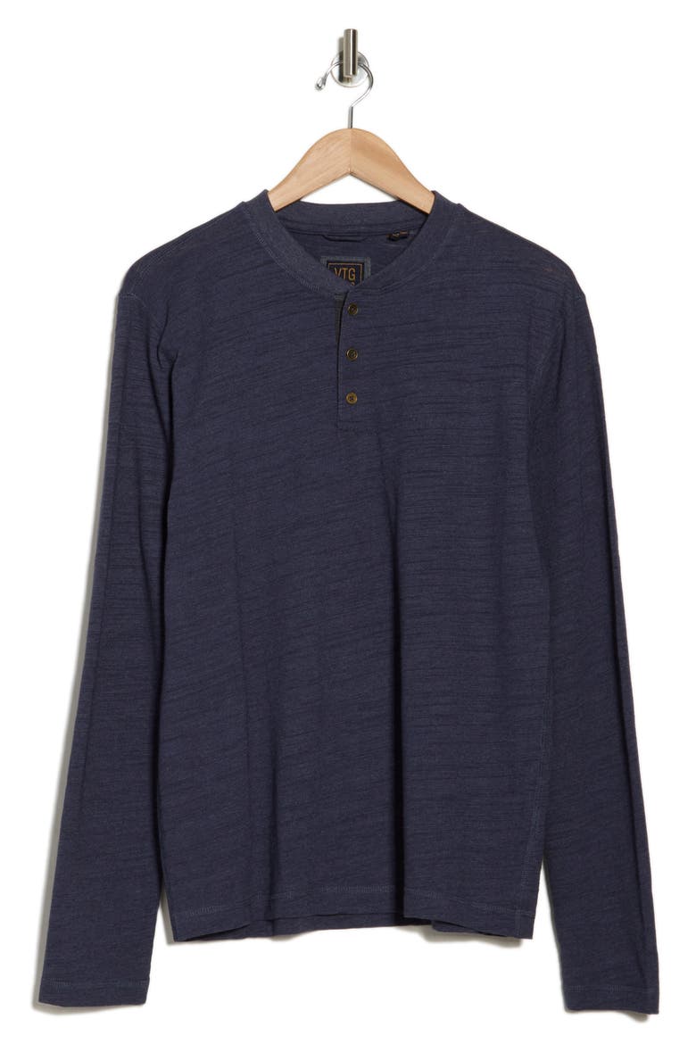 Slub Jersey Knit Long Sleeve Henley, Alternate, color, NAVY BLUE HEATHER