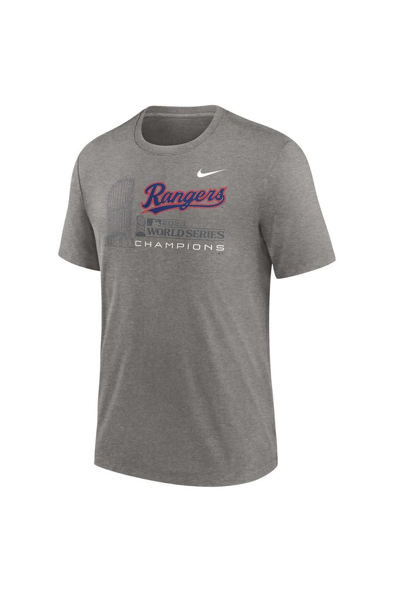 Men's Nike Heather Gray Texas Rangers 2023 World Series Champions Tri-Blend T-Shirt, Alternate, color, Heather Gray