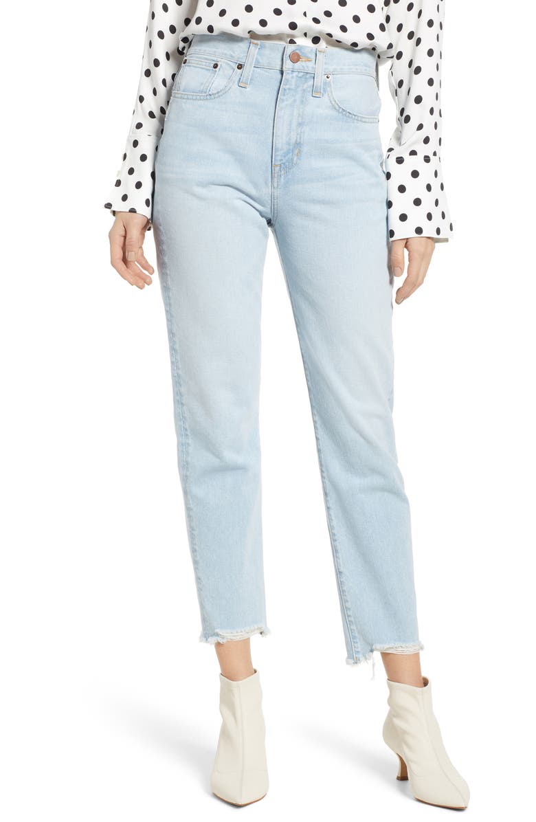 Something Navy Cigarette Raw Hem Ankle Jeans, Main, color,