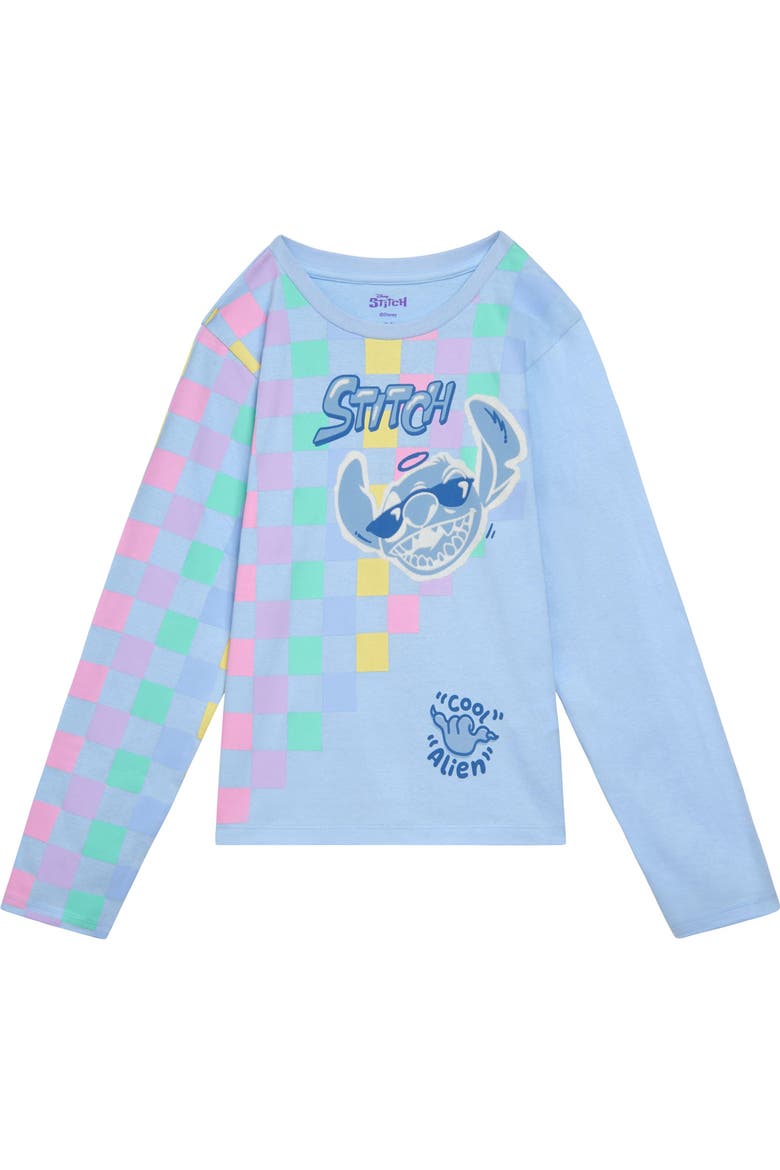 Lilo & Stitch 2-Piece Long Sleeve T-Shirt Set, Alternate, color, Cream Blue Stitch