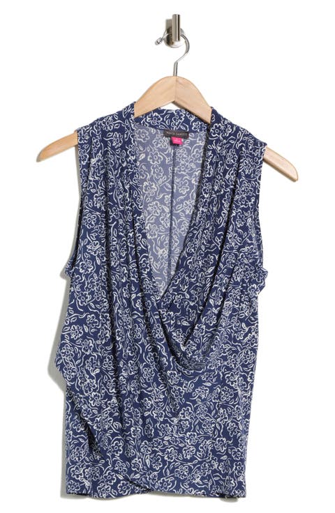 Floral Sleeveless Faux Wrap Tank
