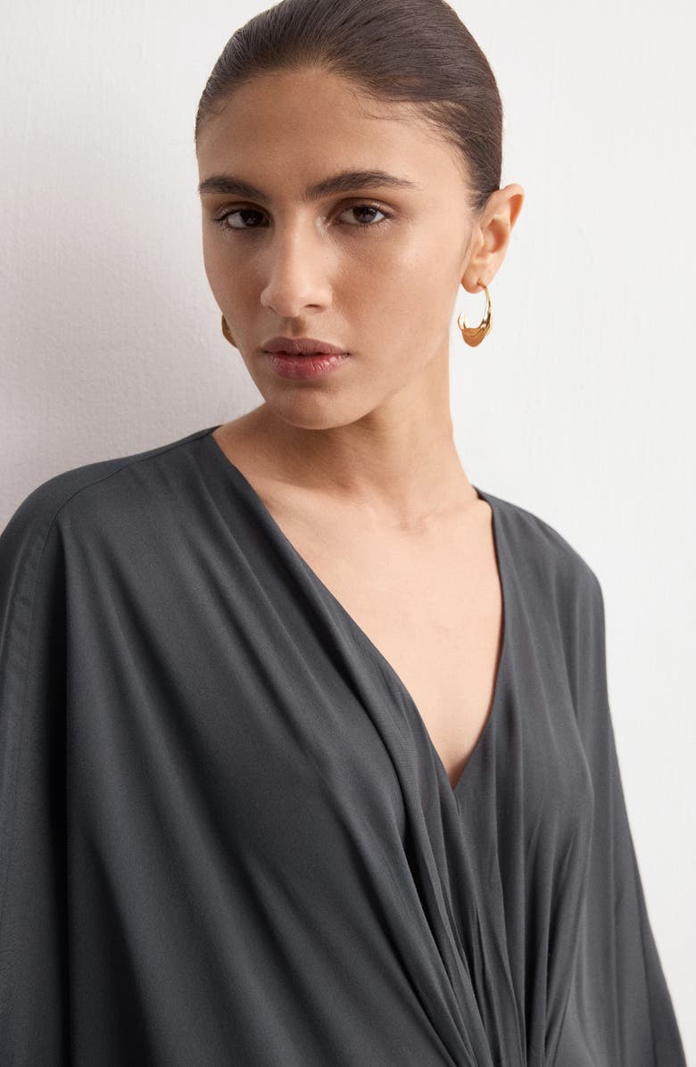 MANGO Drape Maxi Dress, Alternate, color, Charcoal