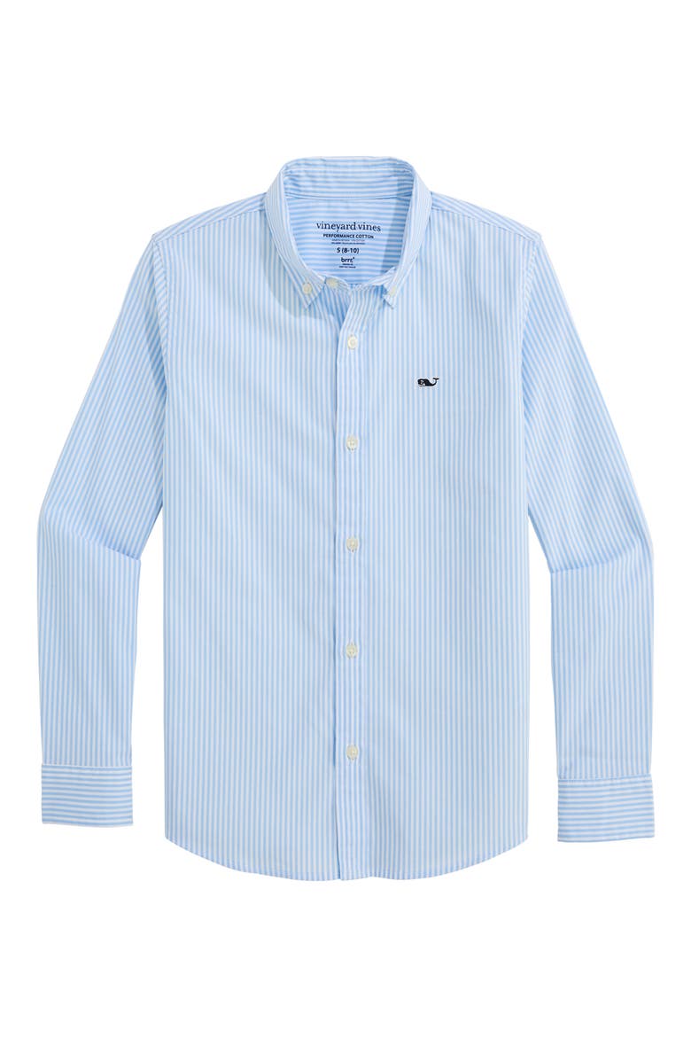 Kids' Admiral Stripe Performance Button-Down Shirt, Main, color, OCEAN BREEZE