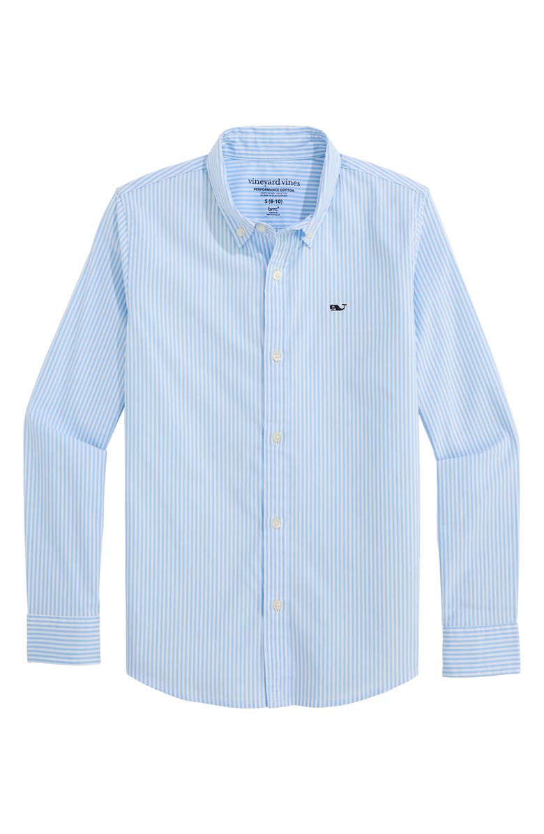 vineyard vines Kids' Admiral Stripe Performance Button-Down Shirt, Main, color, Ocean Breeze