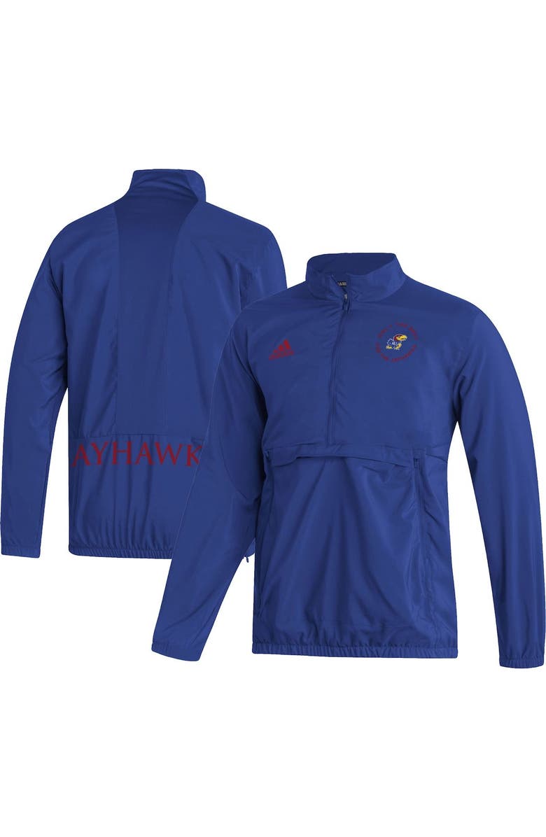 adidas Men's adidas Royal Kansas Jayhawks AEROREADY Half-Zip Jacket, Main, color, 