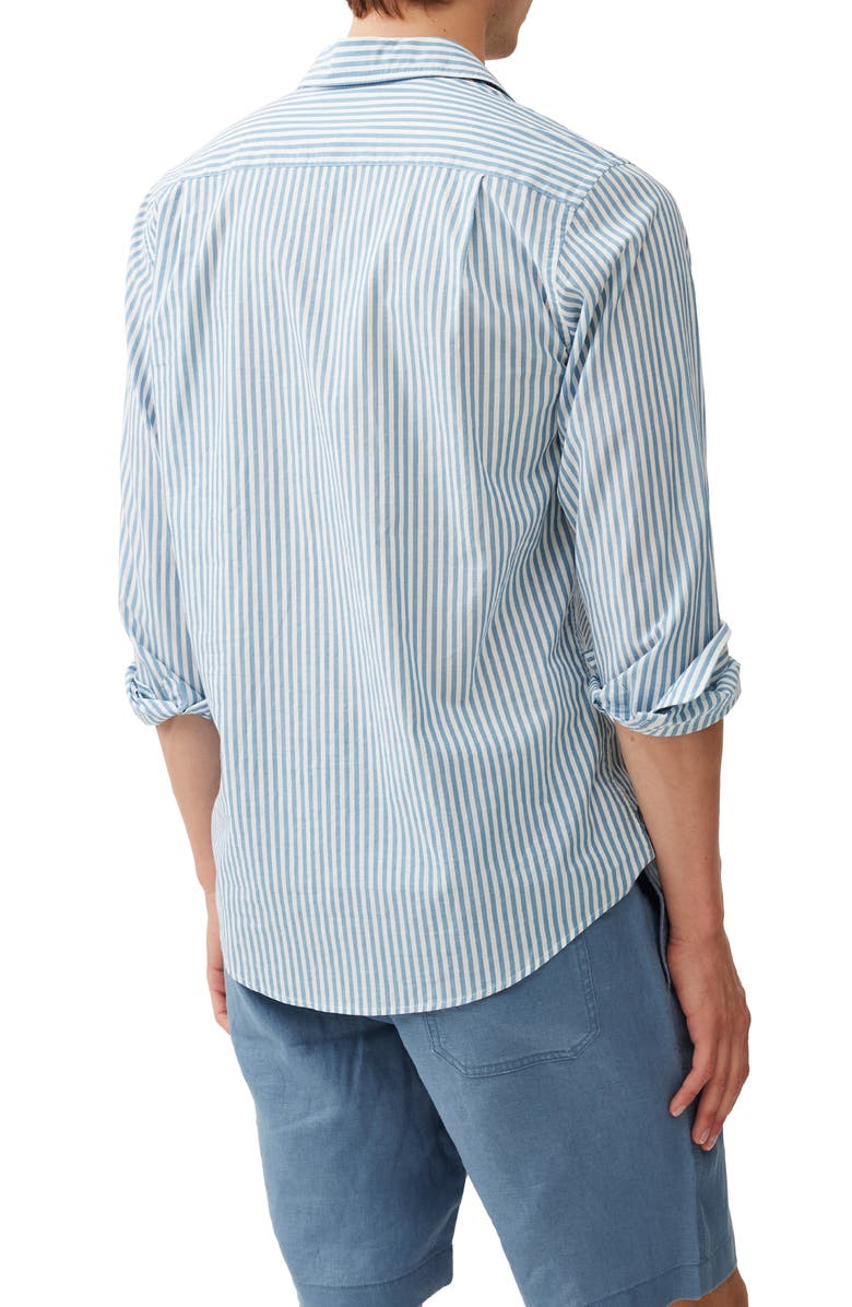 Rodd & Gunn Ferry Landing Sports Fit Stripe Button-Up Shirt, Alternate, color, Teal
