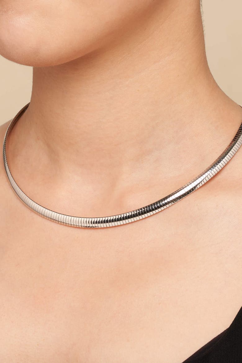 Sterling Silver Mega Omega Necklace, Alternate, color, Sterling Silver