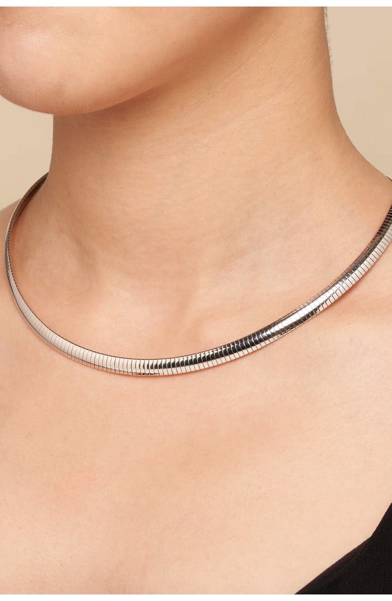 Oradina Sterling Silver Mega Omega Necklace, Alternate, color, Sterling Silver