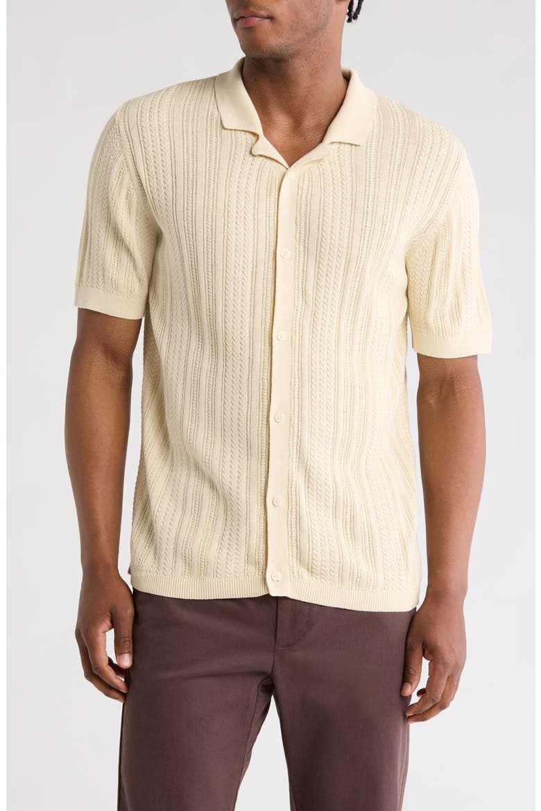 Sweater Knit Button-Up Resort Shirt, Main, color, CREAM