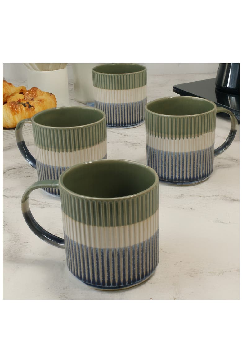 Set of 4 Tricolor Mugs, Alternate, color, OLIVE