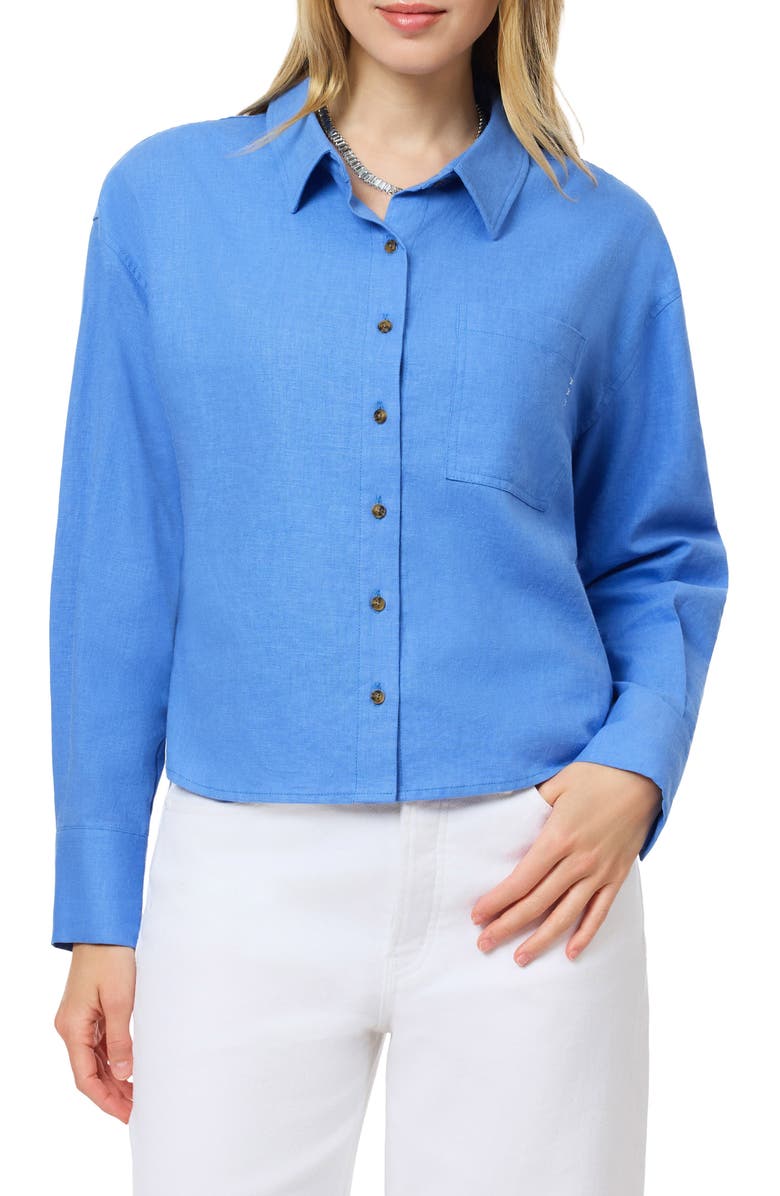 Scotch & Soda Linen Blend Crop Button-Up Shirt, Main, color,