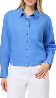 Scotch & Soda Linen Blend Crop Button-Up Shirt