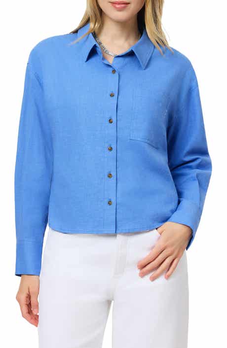 Scotch & Soda Linen Blend Crop Button-Up Shirt