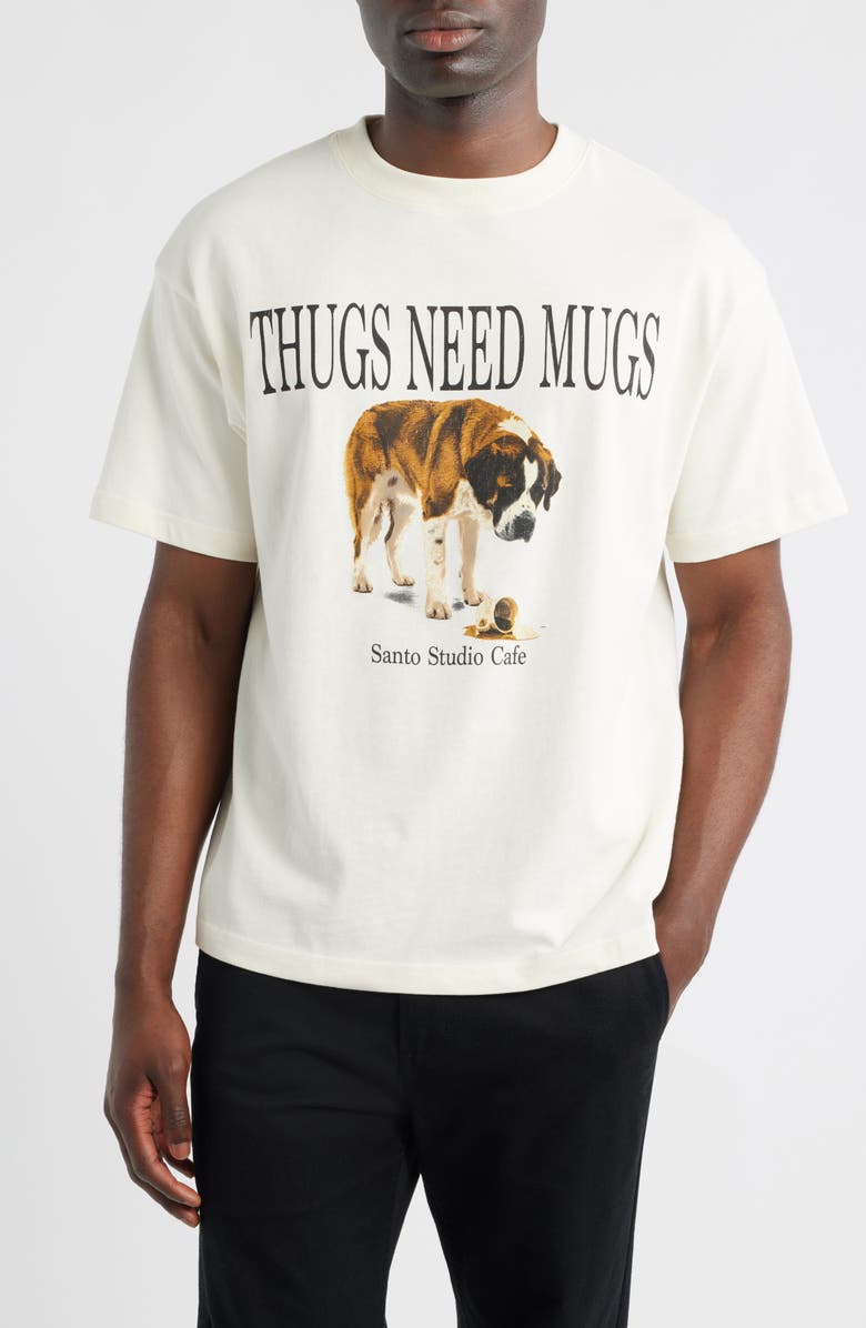SANTO STUDIO Thugs Need Mugs Graphic T-Shirt, Main, color, Cream