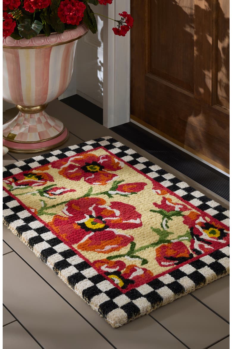 Red Poppies Doormat, Alternate, color, RED