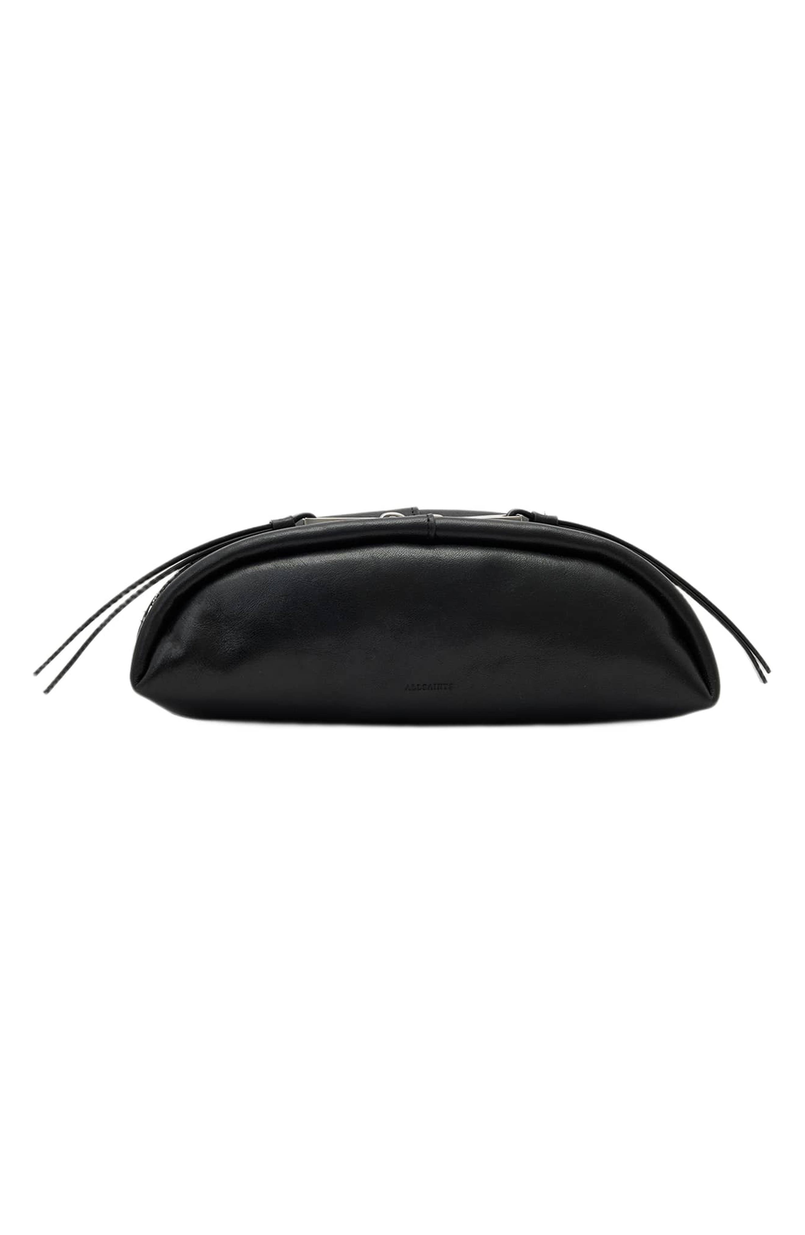 Rosalie Leather Pouch, Main, color, BLACK/ SILVER