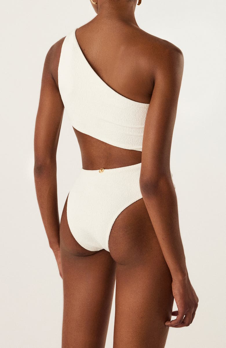 ViX Paula Hermanny Jo Marl Cutout One-Shoulder One-Piece Swimsuit, Alternate, color, White
