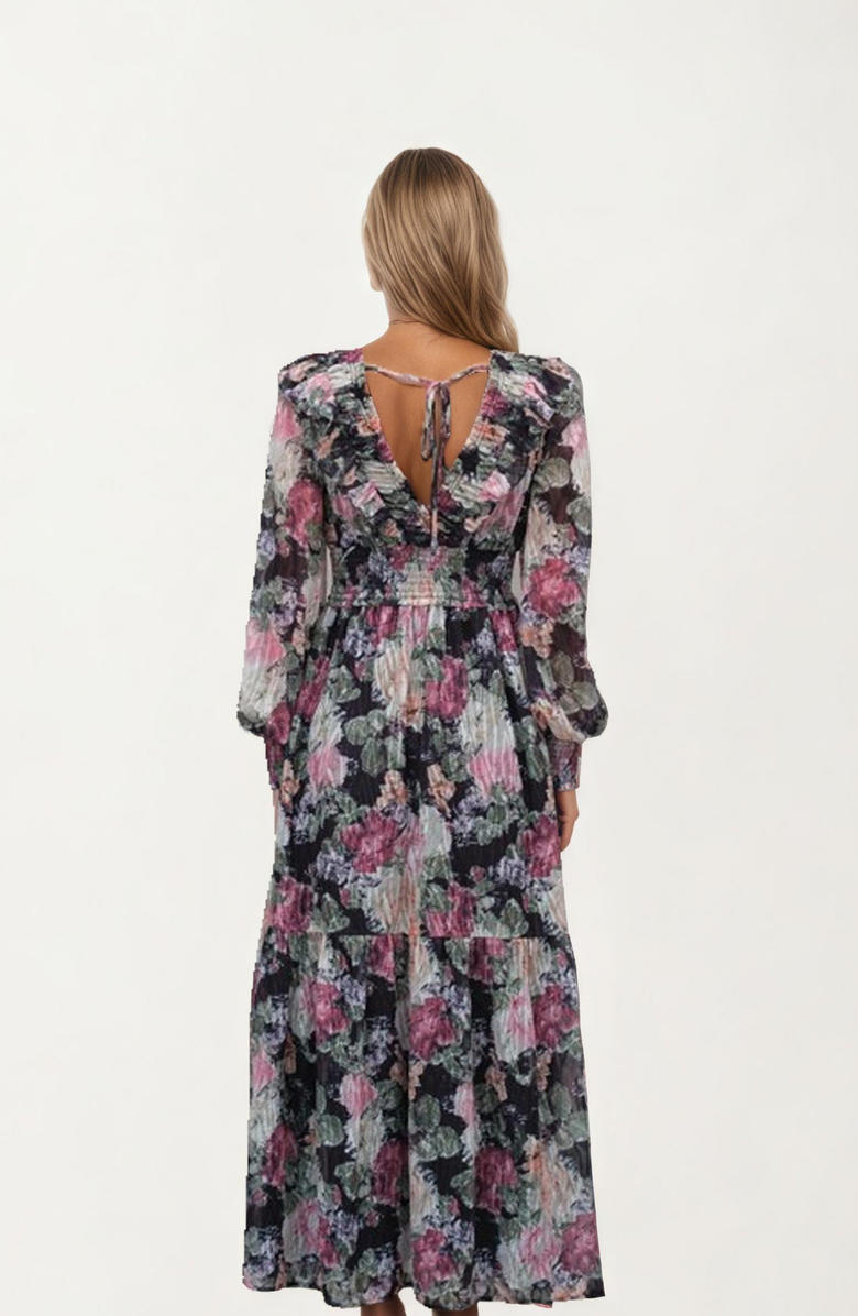 Knit and Lounge Floral Print Long Sleeve Maxi Dress, Alternate, color, Floral Print