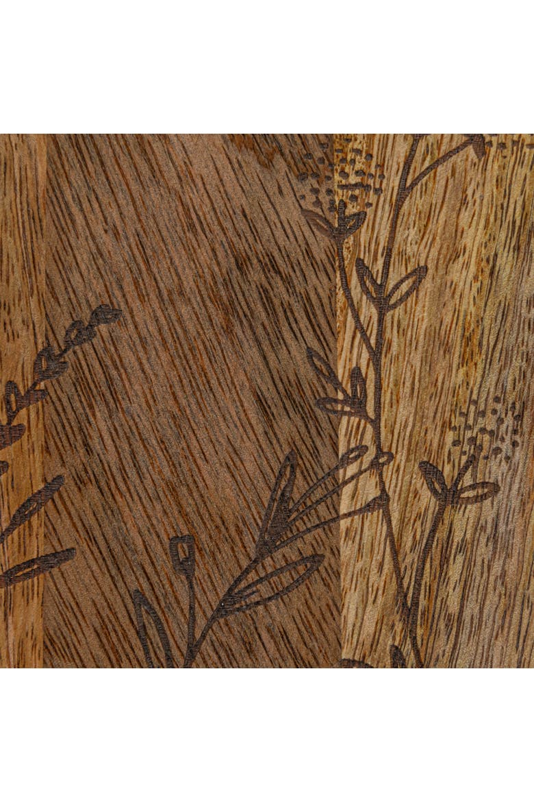 Mango Wood Cheese Board with Laser Etched Flowers, Natural, Alternate, color, Natural