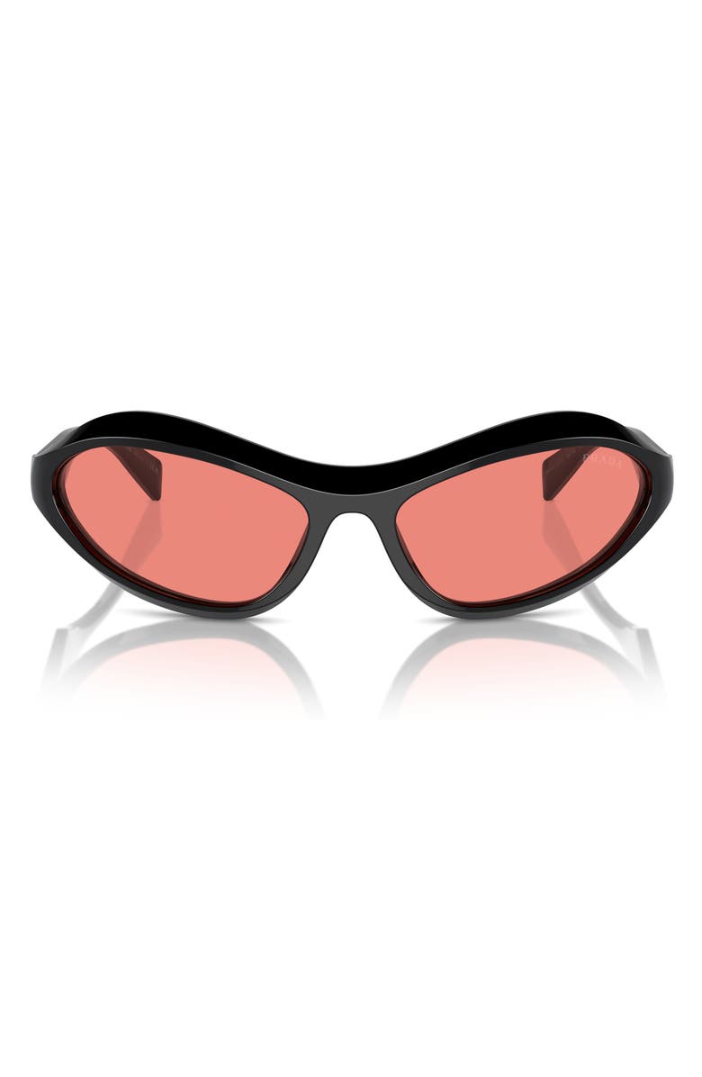 Prada 61mm Oval Sunglasses, Alternate, color, Black
