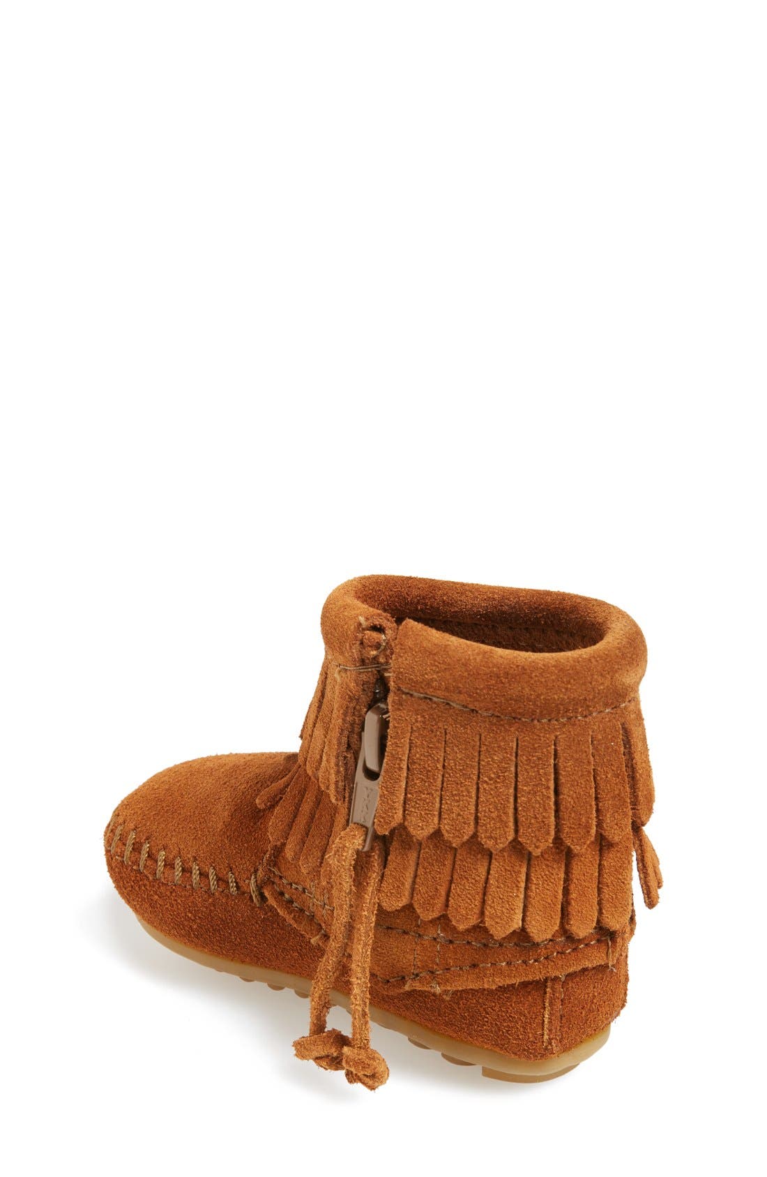 Double Fringe Moccasin, Alternate, color, BROWN