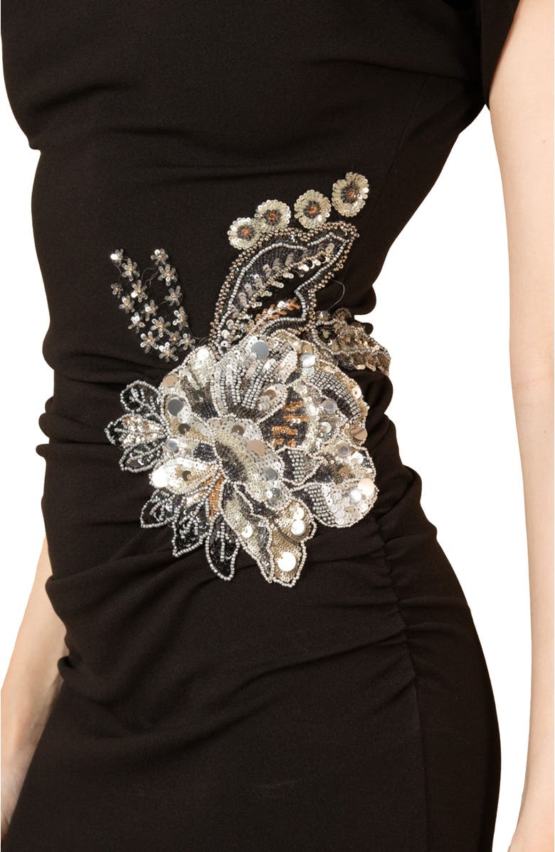 Hale Bob Zainab Midi Beaded Dress, Alternate, color, Black