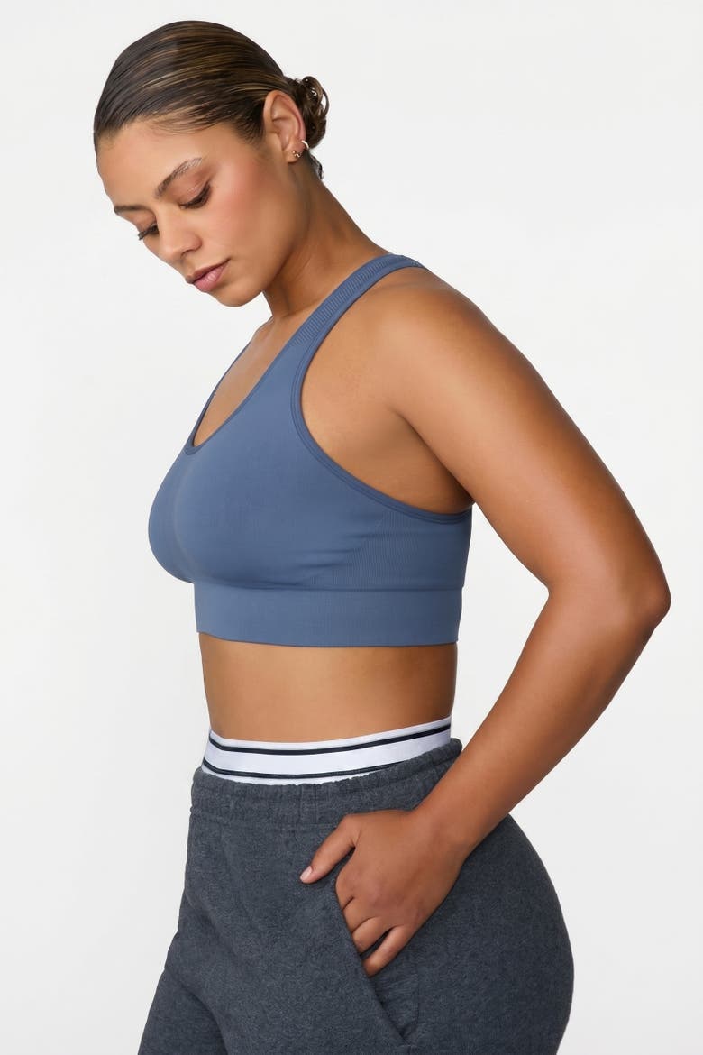 Seamless Racerback Sports Bra, Alternate, color, Evernight