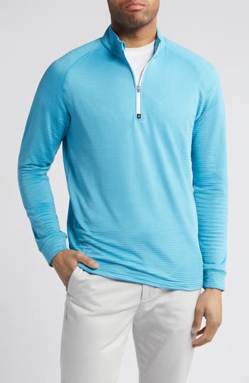 Swannies Lukas Quarter Zip Waffle Golf Pullover In Blue