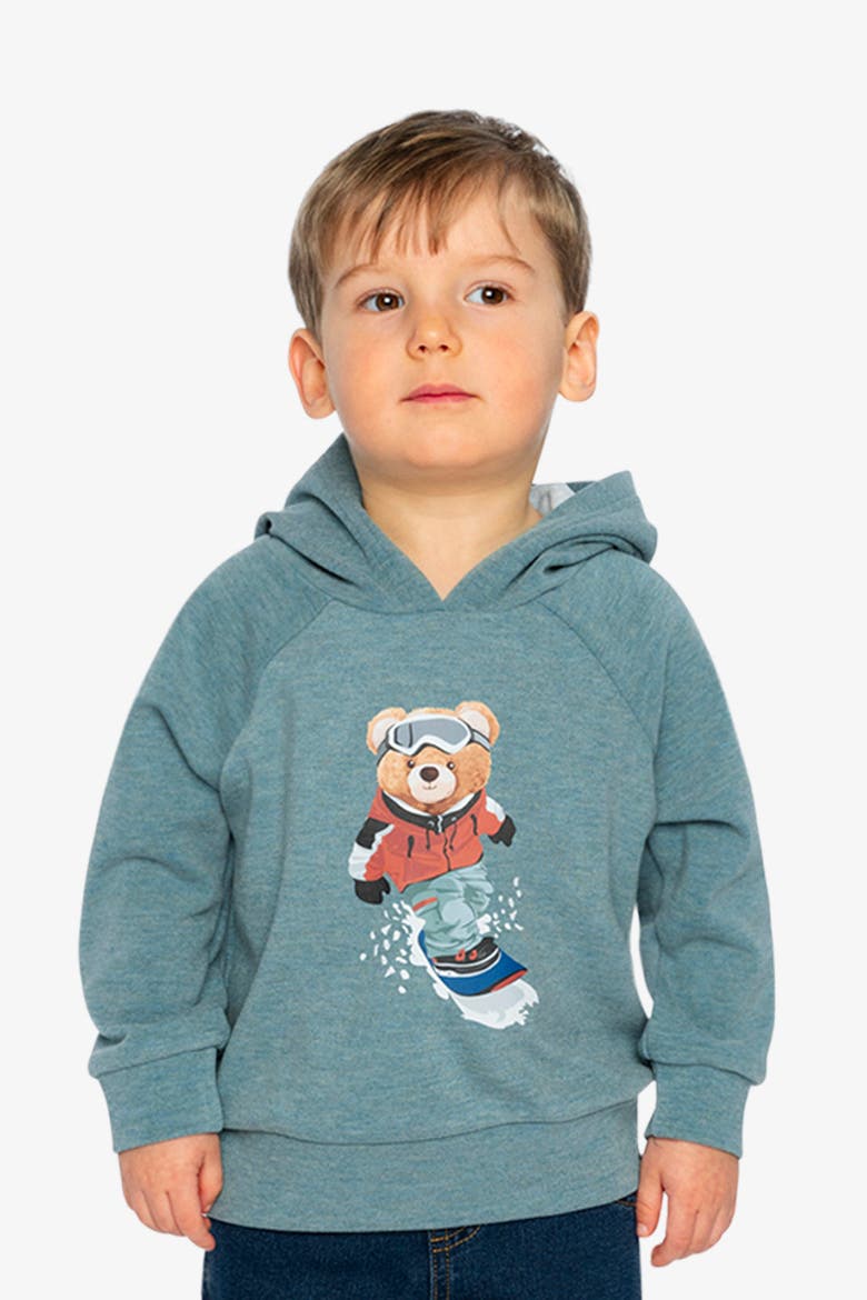 Graphic Drawstring Hood Ribbed Cuff Hoodie, Alternate, color, Pale Turquoise