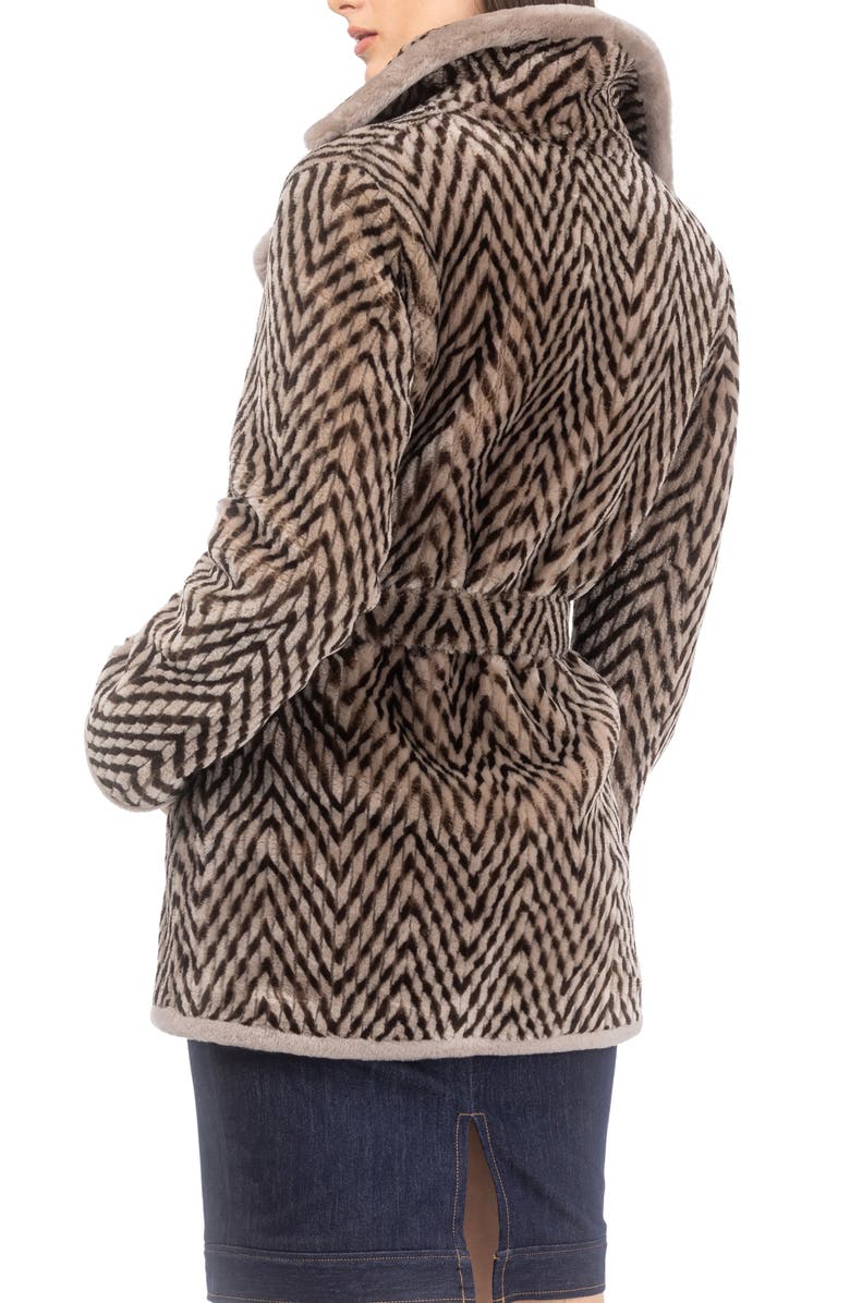 GORSKI Chevron Grooved Genuine Shearling Jacket, Alternate, color, Taupe/Brown